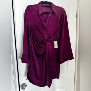 Eloquii Rich Purple Satin-like mini dress